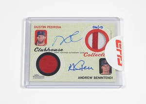 2017 Topps Heritage Clubhouse Dual Auto Relic Dustin Pedroia / Benintendi /10 - Picture 1 of 2