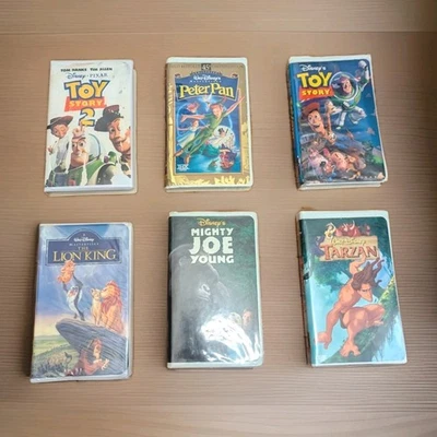 Walt Disney VHS Lot Toy Story 1 & 2 Peter Pan Lion King Mighty Joe & Tarzan  - Image 1 of 4