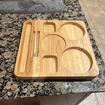 "Centro de mesa de comedor cuadrado de madera Lazy Susan: bambú de 11,5"" W" Foto 1 de 4