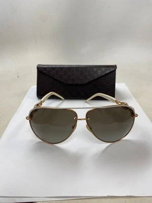 Vintage Gucci Aviator 4230/s White/Gold Rhinestone Sunglasses PRELOVED! - Image 1 of 4