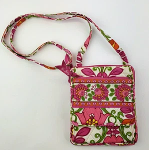 Vera Bradley Mini Hipster Umhängetasche rosa weiß Blumen verstellbarer Riemen 6 x 8" - Bild 1 von 14