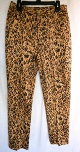 Vintage Dana Buchman Leopard Print Pants Size 6 Petite 97% Cotton Summer Wear - Picture 1 of 4