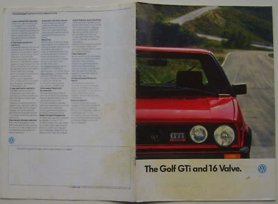 VW Volkswagen Golf GTi and 16 Valve 1987 January Original UK Brochure FAIR cond. - Image 1 of 3