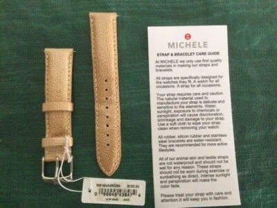 Correa/correa de reloj Michele genuina de charol arena de 18 mm ligeramente usada, con etiqueta Foto 1 de 2