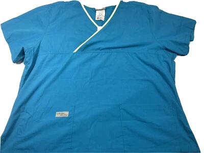 Urbane Scrubs Top XXL Blue Green LAD9605 2X 2XL Extra Extra Large - Image 1 of 4