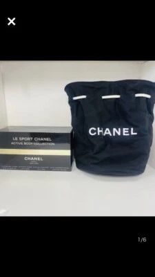Nuevo Con Caja Chanel Lona Pequeño Bolso Cubo Cordón Hombro Eslinga Playa Foto 1 de 4