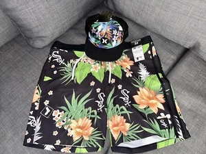 NEW Men’s Hurley Phantom Hawaiian White Sox Shorts & Balboa Trucker Cap Hat $100 - Picture 1 of 5