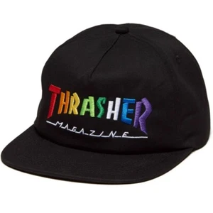 Thrasher Magazine RAINBOW SKATE MAG LOGO Snapback Skateboard Hat BLACK - Picture 1 of 2