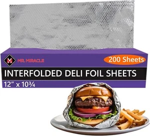 200 12x10" pre-cut aluminum foil sheets, heat-tolerant, w/ dispenser - Picture 1 of 9