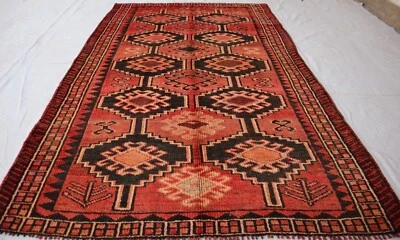 Antigua alfombra afgana 4x2 preciosa hecha a mano, alfombra de decoración de cualquier habitación. Foto 1 de 4