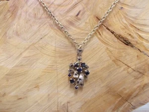 Silberkette 835 + wunderschönen Anhänger 925 Silber mit Saphiren dunkelblau - Bild 1 von 6