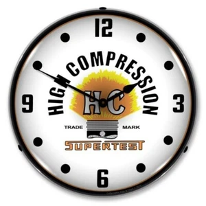 Retro LED Lighted Supertest HC High Compression Backlit Man Cave Wall Clock NEW - Picture 1 of 4