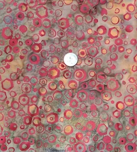 Tessuto trapuntato cotone senza marchio 2 iarde - tonalità di cerchi batik rosa caldo/rosso - Foto 1 di 1