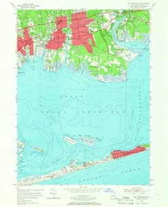 Bay Shore East, NY - 1955 Historical Vintage Map Print, Long Island Cartography - Picture 1 of 1