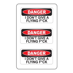 Peligro I Dont Give a Flying F*ck (paquete de 3) tamaño: 2" x 1" pegatina impresa de sombrero duro - Imagen 1 de 3