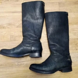 Frye Melissa schwarze kniehohe Damenstiefel aus Leder Reißverschluss hinten Reiten 76444 Größe 8B - Bild 1 von 7