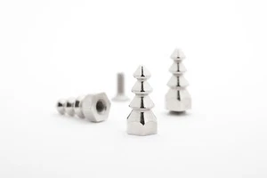 2 pc. 3-tier silver hex tree spike, for custom leather apparel. StudsAndSpikes - Picture 1 of 2