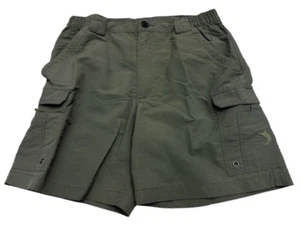 Reel Legends Medium Cargo Shorts Women Khaki Green Stretch Nylon Fast Dry Pocket - Picture 1 of 5