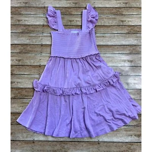 NWOT Posh Peanut Springtime Lilac Flutter Sleeve Smocked Babydoll Dress 5/6 - Picture 1 of 4