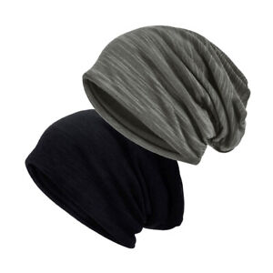 Mens Women Breathable Slouch Beanie Cap Thin Soft Stretch Skullcap Hat Headwear