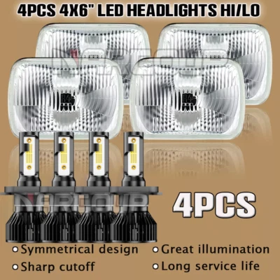 4PCS 4x6" LED Headlights Hi/Lo for Lincoln Town Car Continental Foto 1 de 4