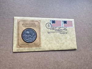 US 1975 Medal FDC +US-Bicentennial #1350 +POA First Medal Proof +Cert +Historic - Picture 1 of 2
