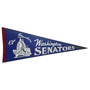 WASHINGTON SENATORS Vintage 1950s Full-Size MLB Pennant Blue DC Capitol Rotunda - Picture 1 of 10
