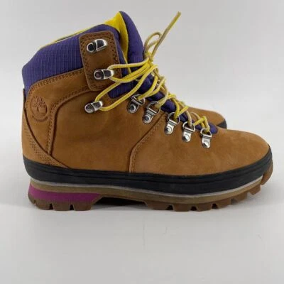 Timberland 7.5 Waterproof Boots Brown Purple Yellow Outdoor Adventure Womens - Image 1 of 4