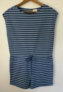 Gorman Size 6 Blue White Stripe Playsuit Romper Cotton Waist Tie Pockets - Picture 1 of 7