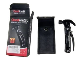 QuntionSt 12 in 1 Schwarz Multitool Hammer Sägeblatt Schraubendreher Zange Neu - Bild 1 von 12