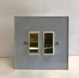 Forbes & Lomax R2GRETM/PB 2 Gang Invisible Light Switch, Brass Rocker Switch (8) - Picture 1 of 4