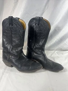 Nocona Black Leather Cowboy Boots Men’s USA size 9 D, Very Used. Vintage - Picture 1 of 15