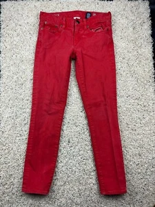 J.CREW Toothpick Ankle Pants Red Low Rise Cotton Rayon w Pockets Size 28x26 - Picture 1 of 11