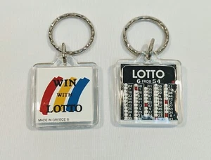 Vintage Win With LOTTO Keychains Lot Of 2 Keyring Retro Shaker Collectable - Picture 1 of 3