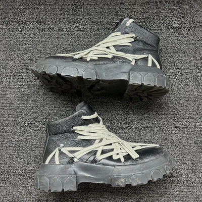 Rick Owens Mega Lace Tecuatl Tractor Boots Black Size 44 Geobasket Chrome - Image 1 of 4