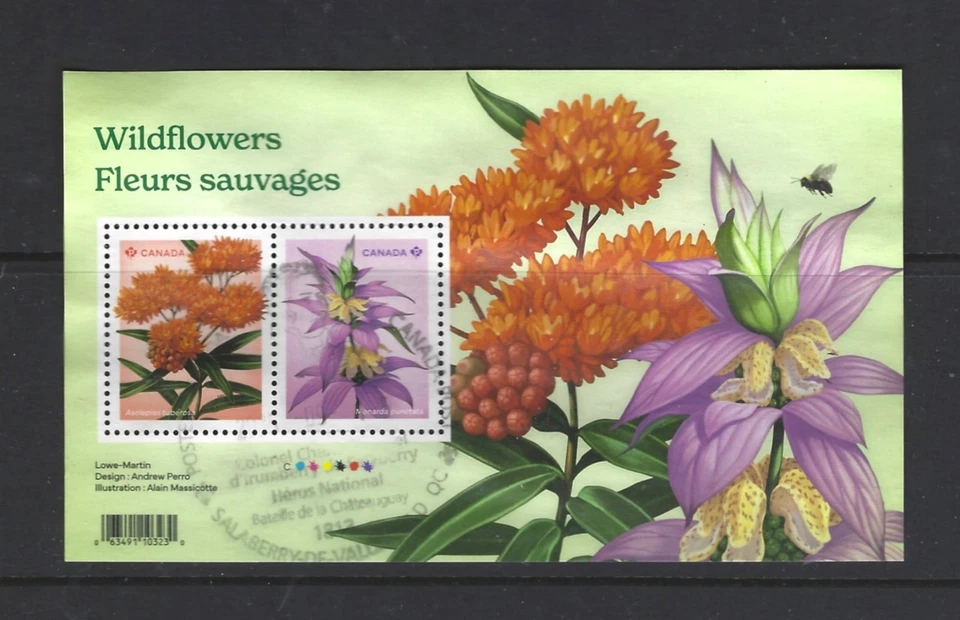 Hoja de recuerdo usada de flores silvestres Canadá 2024 Foto 1 de 1