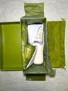 Neu! Tory Burch Double T Sport-Pantolette Nappaleder hellcreme gold Größe 8 UVP 250 $ - Bild 1 von 5