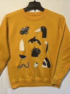 Lorien Stern Sweatshirt Size S Animals Ghost Yellow-Orange - Picture 1 of 17