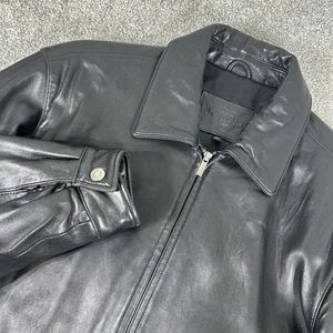 BRANDINI Black Bomber 100% Butter Soft Lamb Leather Jacket Size Large Men’s - Picture 1 of 16