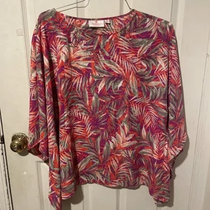 Blusa para mujer Quacker Factory estampado tropical adornada talla M - Imagen 1 de 6