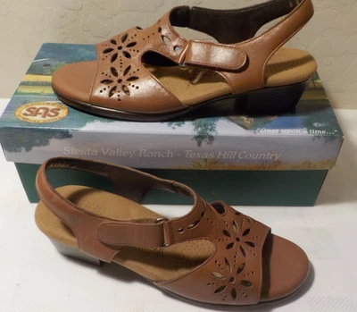 NEW Women's SAS Sunburst Sandals in box. Chestnut Brown Leather, Size 8.0 Narrow - Image 1 of 4