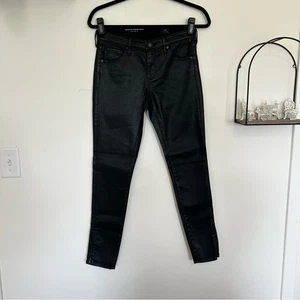 Leggings alla caviglia nuovi senza etichette Ag Adriano Goldschmied neri ecopelle la zip taglia 27 - Foto 1 di 6