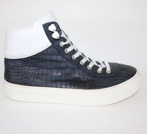 Jimmy Choo Argyle Sneakers Made In Italy Croc Leather Navy Uk 6.5 Eur 40 - Picture 1 of 15