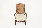 Antique Victorian Open Arm/Throne Chair, Carved Walnut, Scotland 1880, H150