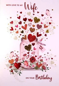 Tarjeta de cumpleaños de lujo para esposa 9x6 (#DRD137) - Imagen 1 de 2