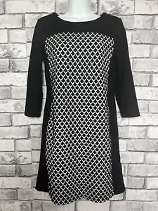 Principles Dress Womens Size 10 Black Knitted Geometric Boat Neck A-Line Style - Picture 1 of 15