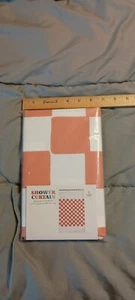 NIP Checked Bathroom Shower Curtain Plastic Coral & White 70” X 72” M1? - Picture 1 of 3