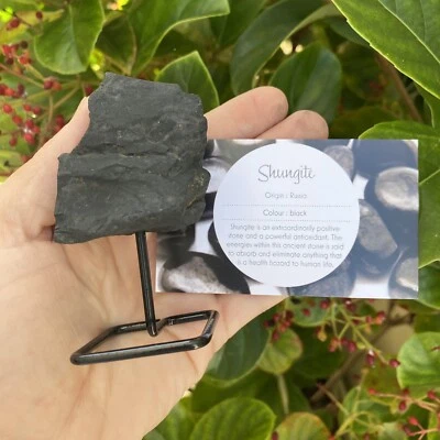 "SHUNGITE CRYSTAL" - Natural Stone on Stand with Meaning Card from Russia - image 1 of 4