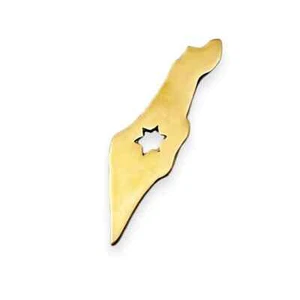 Map of Israel Pendant in 14K Gold with Cutout Star of David Jewish Jewelry - Picture 1 of 11