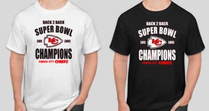 New - Kansas City Back To Back Super Bowl CHAMPIONS Custom Vinyl T-Shirt - Picture 1 of 3